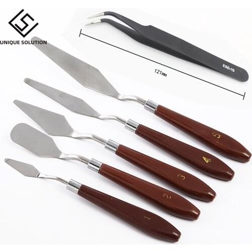 3D Print Removal Tools with Natural Sturdy Wooden Handle, Tool Kit for 3D Printer Spatula Palette Knife, 6 Pack