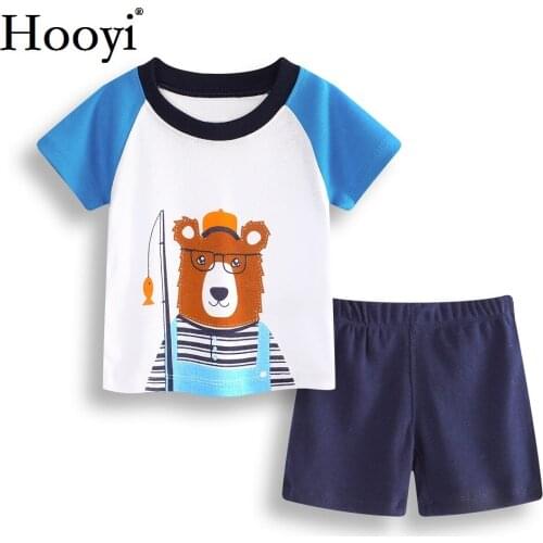 Fishing Bear Baby Boy Clothes Suit Summer 100% Cotton 2pcs Clothing Sets Children T-Shirt Pant Top Quality Outfit Soft Jumpsuits