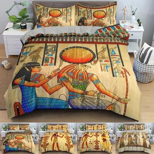 Egyptian Bedding Set Ancient Egypt Civilization Duvet Cover Characters Home Textiles Bedclothes 2/3PCS
