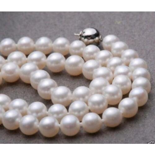 Beautiful AAA 8-9MM WHITE ROUND PEARL NECKLACE 18" 36"