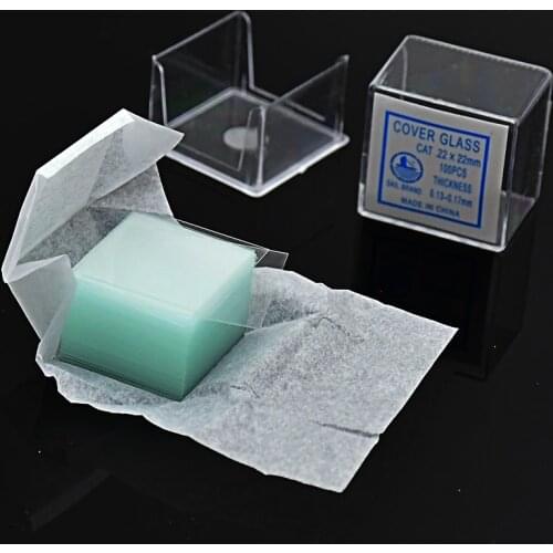 Microscope Cover Glass Cover Object Square Coverslip For Growth 22 * 22 mm Coverglass Thickness 0.13-0.17mm 100 / PK