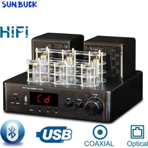 Sunbuck HIFI 6U1 6K4 Vacuum Tube Integrated Amplifier, Bluetooth Coaxial optical input Stereo Lossless decoding USB Preamplifier