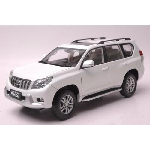 1:18 Diecast Model for Toyota Land Cruiser Prado 2010 Pure White SUV Alloy Toy Car Miniature Collection Gifts