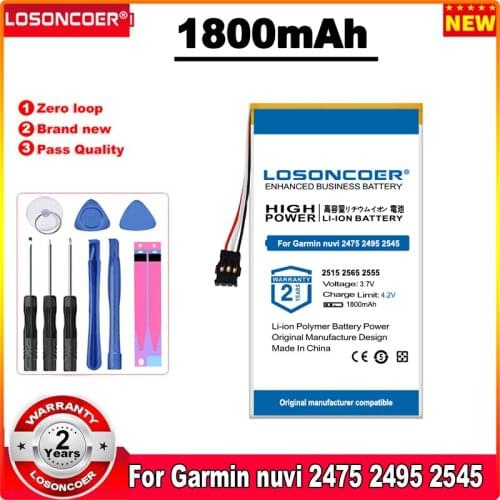 LOSONCOER 1800mAh Battery For Garmin nuvi 2475 2495 2545 2515 2565 2555 2595 GPS Batteries