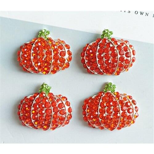 50pcs Crystal Rhinestone Applique Pumpkin Metal C Buckle Button Hairpin Hair Clip Decor Brooch Bag Garment Embellishment