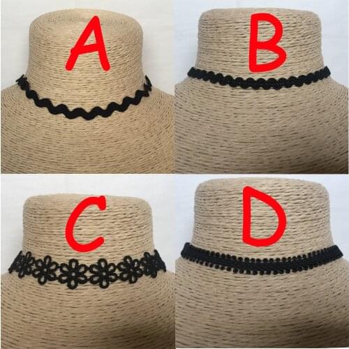 Fashion Necklace 4pcs One pack Black Lace Chokers Necklace Wave Flower Choker tattoo choker collares Collier Femme For Women