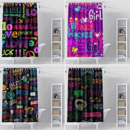 Cartoon Shower Curtains High Quality Waterproof Shower Curtain Hippie Style Bathroom Curtain Polyester Fabric