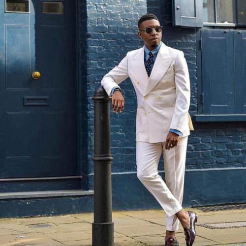 Costume Homme 2021 Fashion Slim Fit Summer Beige Men Suits for Wedding Man Jacket Double Breasted Groom Tuxedo 2 Pieces