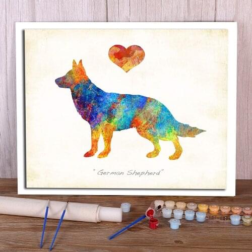 Animal German Shepherd Paint By Numbers Complete Kit Acrylic Paints 50*70 Canvas Pictures Home Decoration Kids Drawing