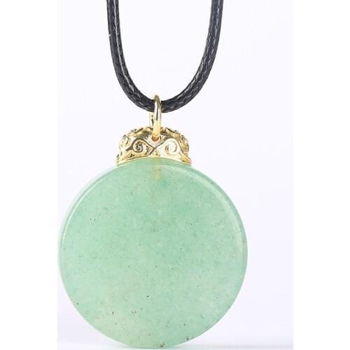 Koraba Natural Green Ircle Donut Coin Jade Pendant Necklace Genuine Certified Grade A Jadeite