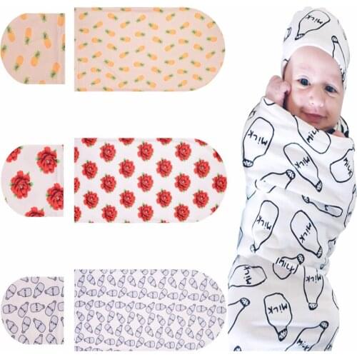 New Infant Baby Girl Boy Newborn Fashion Supreme Pineapple/Rose/Milk Bottle Hat +Blankets Sets Clothes Photography Props