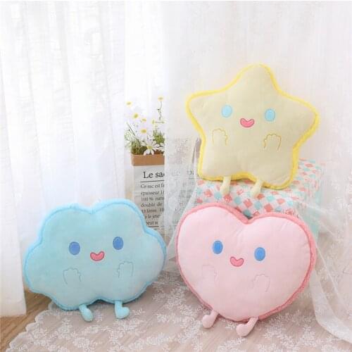 New Plush Sky Pillows Emotional Star Cloud Heart Shaped Pillow Blue Pink Yellow Pillow Blanket Room Chair Decor Seat Cushion