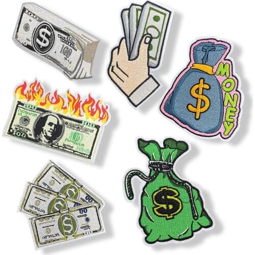 New Rich Flying Money Wealth Dollars Iron on Patch Embroidered Embroidery Clothes Patch for Clothing Clothes Apparel Accessories