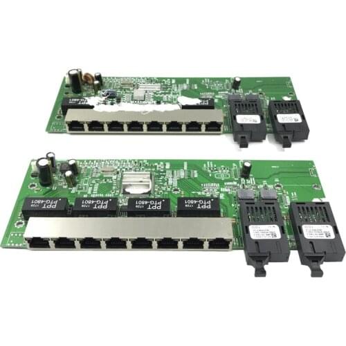 Reverse PoE 10/100/1000M Gigabit Ethernet switch Fiber Optical Single Mode 8 RJ45 and 2 SC fiber Motherboard1.25G 20KM