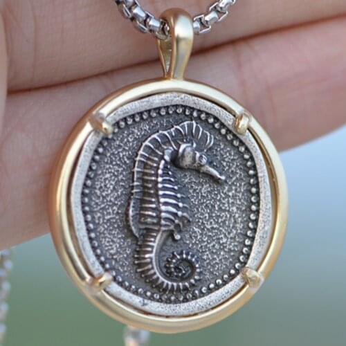 Tkuamigo Hippocampus Necklace Beach Jewelry Ocean Pendant SeaHorse Necklace