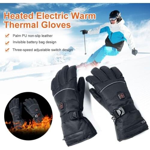 Electric Heated Gloves Winter Thermal Heated Gloves With Temperature Adjustment Batteries USB Gloves For Motorcycle Skiing