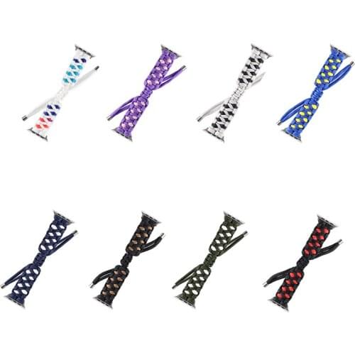 Watchband Nylon Adjustable Hand Knitting Watch Strap for Apple Watch SE Band 44mm 40mm 42mm 38mm Watch Series 6 5 4 3 Wristband