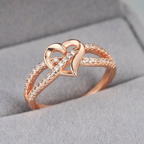 Romantic Heart Rings For Women Wedding Engagement Finger Midi Rings Crystal Accessories Fashion Jewelry DZR026