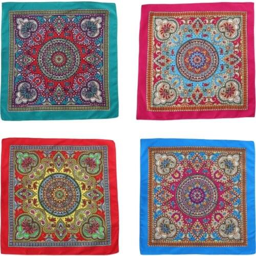 54cm Ethnic Style Women Men Punk Hip Hop Bandana Bright Colorful Paisley Floral Print Square Scarf Cycling Dancing Headwrap