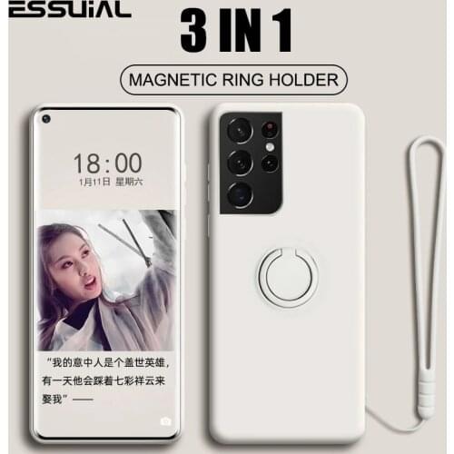 Magnetic Ring Holder Silicone Case For Samsung Galaxy S21FE S20 S10 S9 S8 Plus A52 A72 A51 A72 A50 A70 Note 20 Ultra 10 9 Cover
