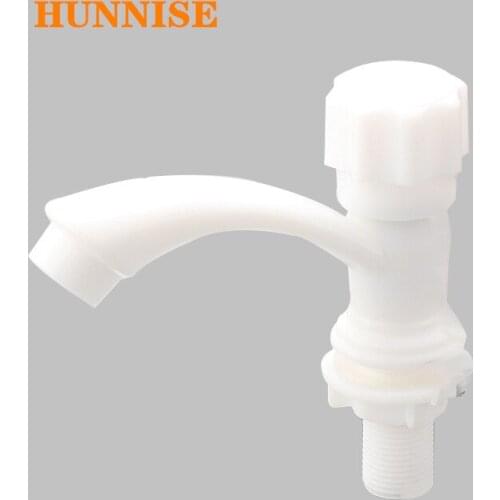 Basin Faucet HUNNISE Single Cold Bathroom Mixer Tap Quality Plastic Basin Sink Faucet Deck Mounted Cold Basin Mixer Taps