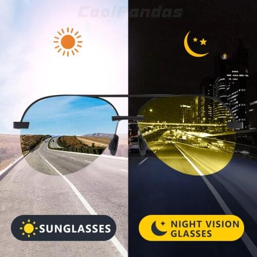 Brand Aviation Safety Driving Photochromic Polarized Sunglasses Men Day Night Vision Driving Sun Glasses oculos de sol masculino