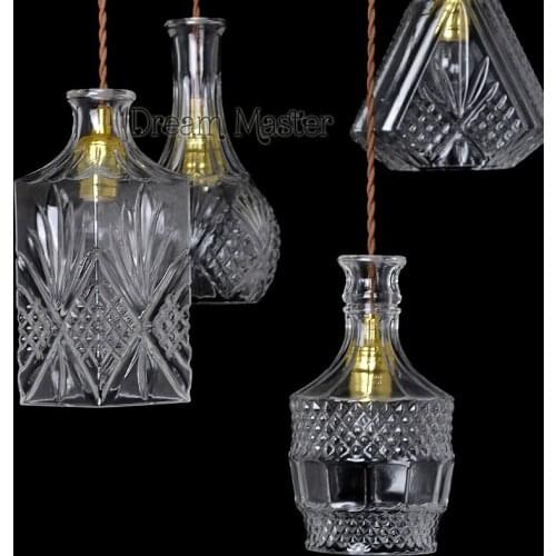 Modern simple retro lighting creative personality cafe restaurant bar bar color glass hanging Lamp Art