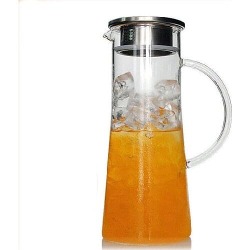 Glass Kettle Two-way Outlet Water Jug Heat Resistant Transparent Tea Pot Stainless Steel Strainer