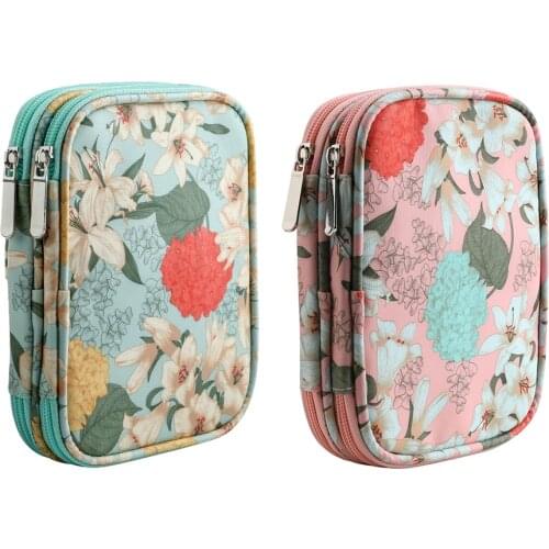 Short Handmade Weave Sewing Tools Storage Bag Floral Print DIY Crochet Bag Portable Travel Knitting Needles Organizer Dropship