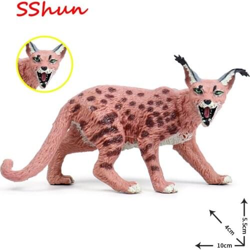 Solid simulation wild animal model toy lynx long-tailed bobcat childrens plastic static model doll ornaments
