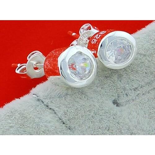 Luxury New 925 Sterling Silver Jewelry Square Round Small Stud Earring For Women Girls Fashion Jewelry Gift