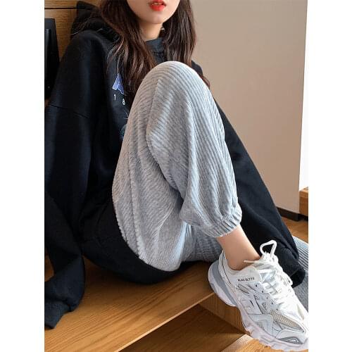 Womens Pants Korean Style Harem Pants Grey Joggers for Women High Waist Trousers Spring Autumn 2021 Femme Pantalon Pph2411