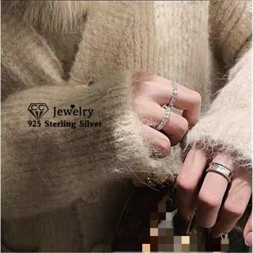 CC 925 Silver Rings For Women Vintage Cubic Zirconia Ring White Gold Plated Engagement Trendy Jewelry Bijoux Femme CC1565