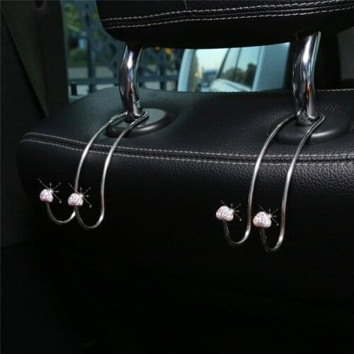 2 Pcs Car Headrest Hangers Bling Universal Seat Back Organizer Hook Bag Rack Durable Auto Backseat Storage Hooks