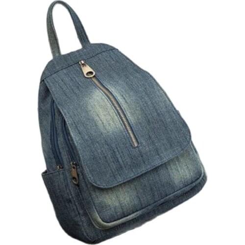2020 fashion women handmade denim backpack casual large size school bags for girls laptop bags drop shipping MN1261
