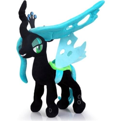 30cm High Good Quality Green Black Queen Chrysalis Horse Unicorn Stuffed PP Cotton Soft Plush Doll Toy