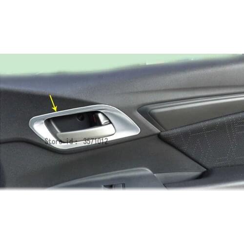 Car Cover Detector Stick Trim ABS Chrome Car Door Inner Built Armrest Handle Bowl 4pcs For Honda Fit Jazz 2014 2015 2016 2017