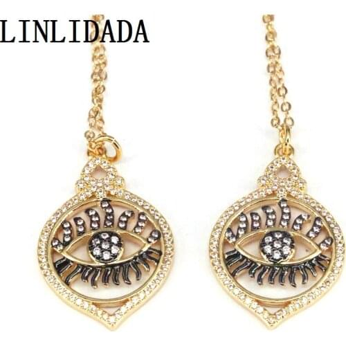 5Pcs Eye Pendant Necklace Black CZ Zircon Eye Necklace Gold Color Chain Necklace