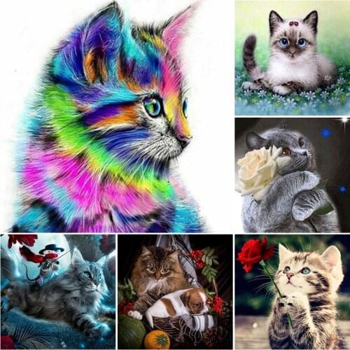 5D DIY Diamond Painting Painted Cartoon Animals Cats Cross stitch Full Diamond Embroidery Mosaic Picture of Rhinestones Decor