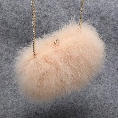 Accessorize real ostrich feather bag wedding occasion fluffy fur bag cross body women bag B17