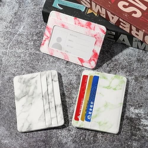 1 pc Unisex Fashion Cute Marble Pattern Card Package Waterproof PU Bank Business ID Card Holder Travel Portable Wallet Case