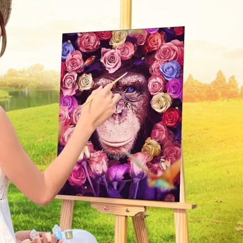Flower Animals DIY Paint By Numbers Set Oil Paints 50*70 Canvas Pictures Home Decor Children Drawing