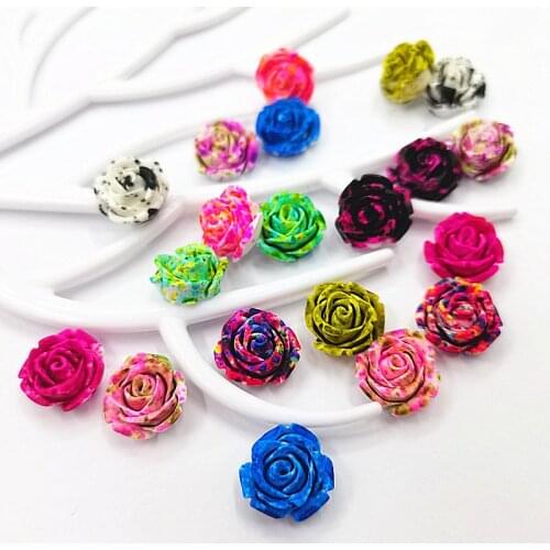 100Pcs 15mm rose Resin Flowers Decoration Crafts Flatback Cabochon For Scrapbooking Diy Accessories