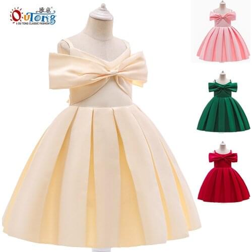 Outong Kids Western Clothing Girl Dress Suspender Princess Flower Girl Dress Children Clothes For 5-9 Year Baby Birthday Party