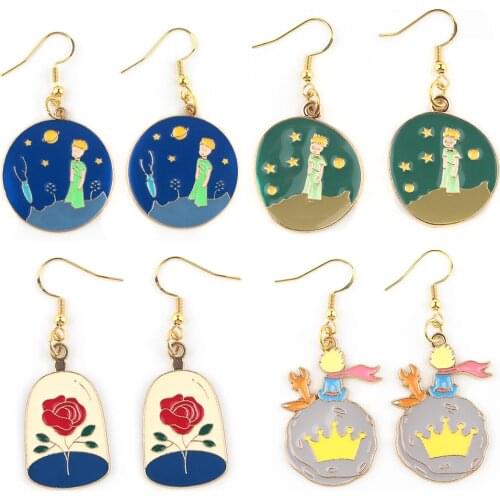 DZ1676 Cartoon Prince and Fox Anime Cute Drop Earrings For Womens Enamel Earrings Party Jewelry Kids Girls Gifts Wholesale