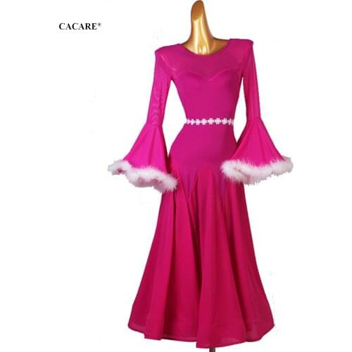 Elegant Ballroom Dance Competition Dresses Waltz Dress Standard Dance Dresses Customize D1034 Waist Bell Sleeve Bust Big Hem