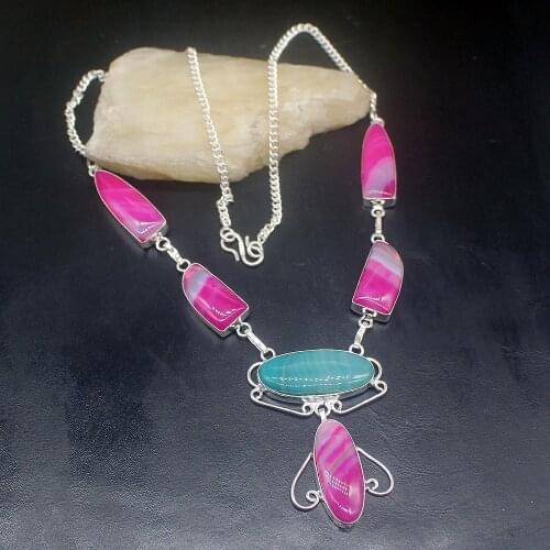 Gemstonefactory Jewelry Big Promotion Unique 925 Silver Fantasy Charm Botswana Agate Women Chain Necklace 50cm 202101542