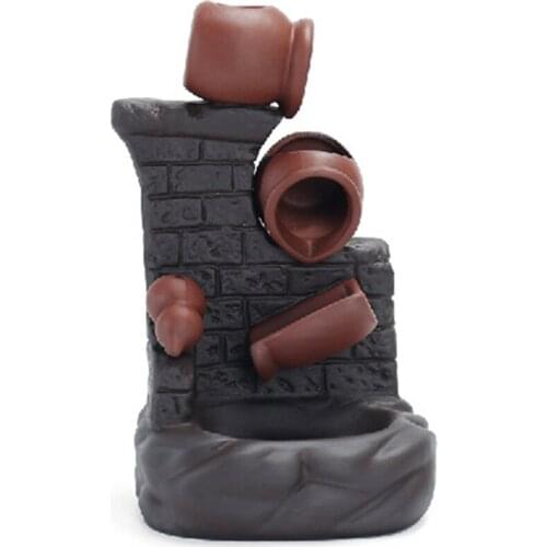 Ceramic Backflow Incense Burner Home Decor Aromatherapy Censer Creative Moon Mountain and Flowing Water