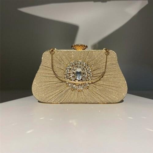 Party Day Clutch Banquet 2021 New Design Handbags Purse Ruched Women Evening Bags Diamonds Flower Handle
