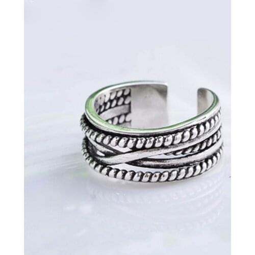 Real 925 Sterling Silver Rings For Women Wedding Engagement Jewelry Big Vintage Antique Open Finger Rings Bijoux